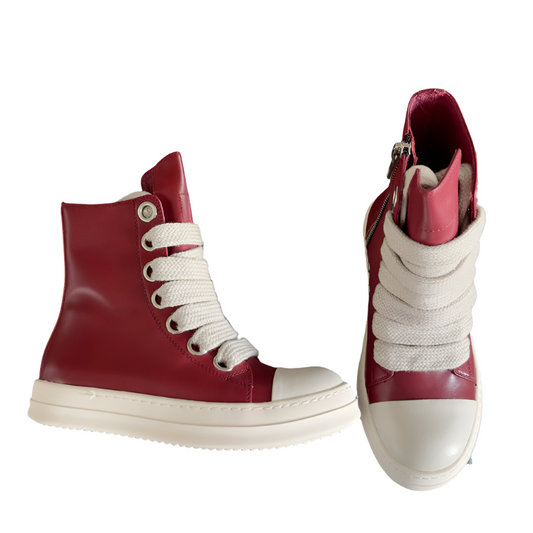 Rick Owens Red High-Top Sneakers