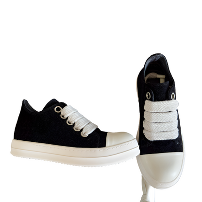 Rick Owens Black Suede Low-Top Sneakers