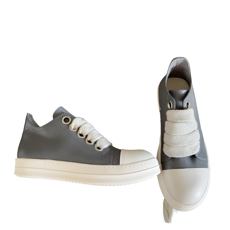 Rick Owens Gray Low-Top Sneakers