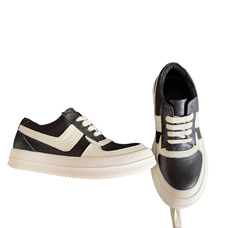 Rick Owens Black and White Low-Top Sneakers