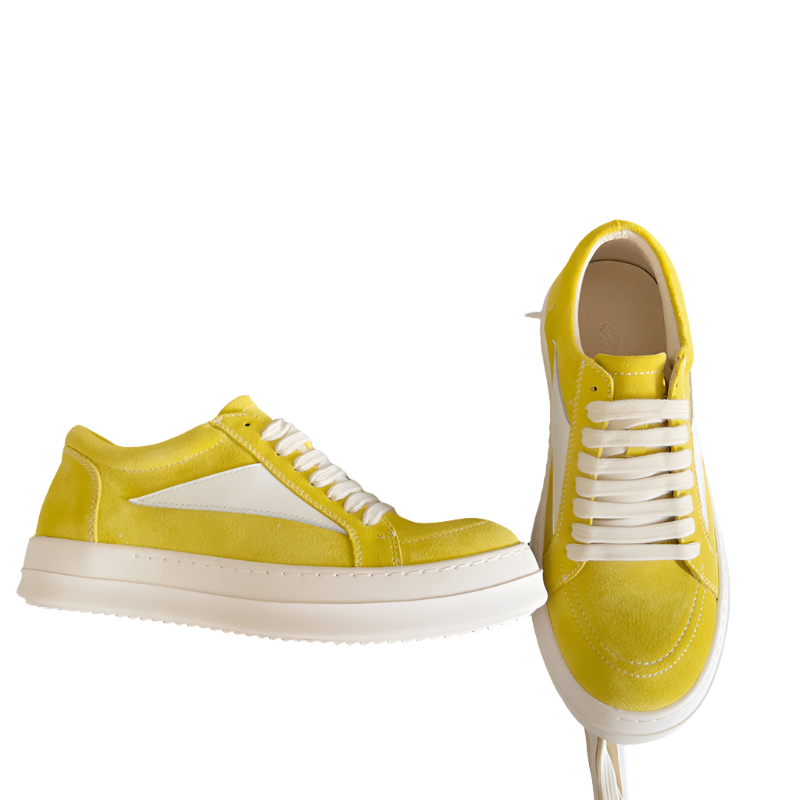 Rick Owens Yellow Suede Low-Top Sneakers