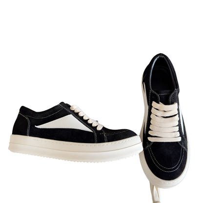 Rick Owens Black Suede Low-Top Sneakers