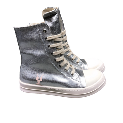 Rick Owens Metallic High-Top Sneakers