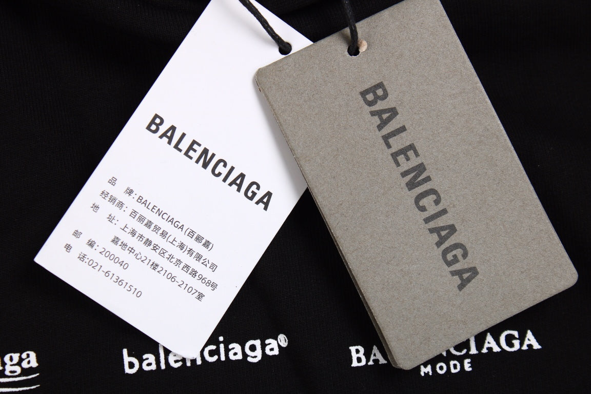 Ba*len*cia*ga black multilogo hoodie