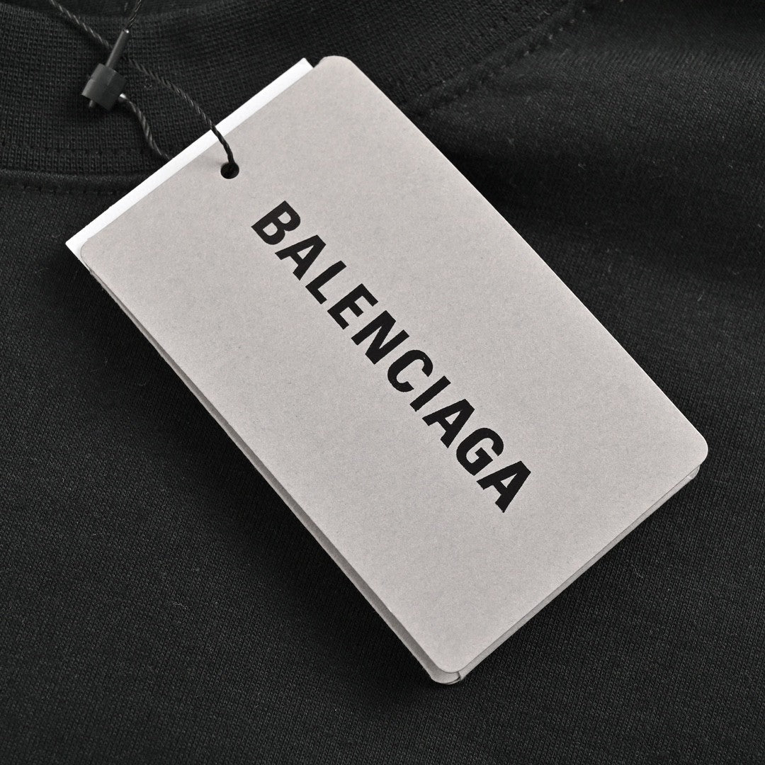 Ba*len*cia*ga white logo graphic t-shirt (black)