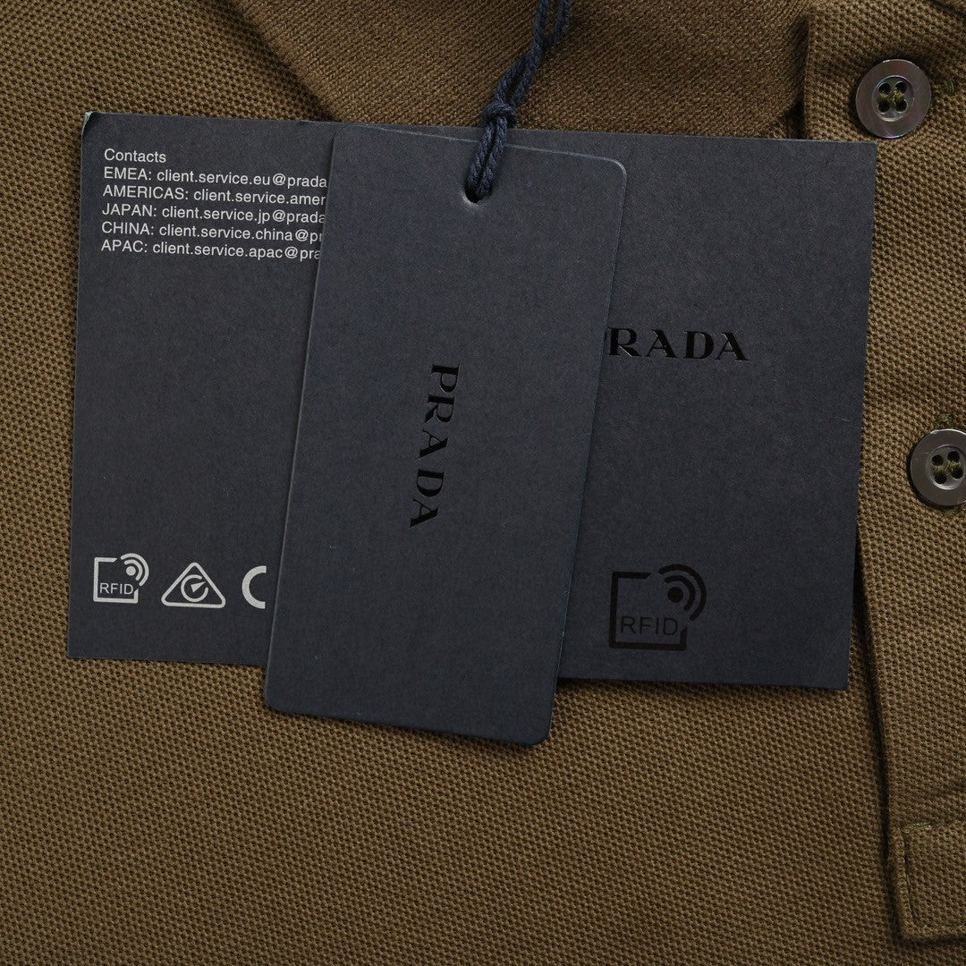 Pra*a classic olive green polo shirt