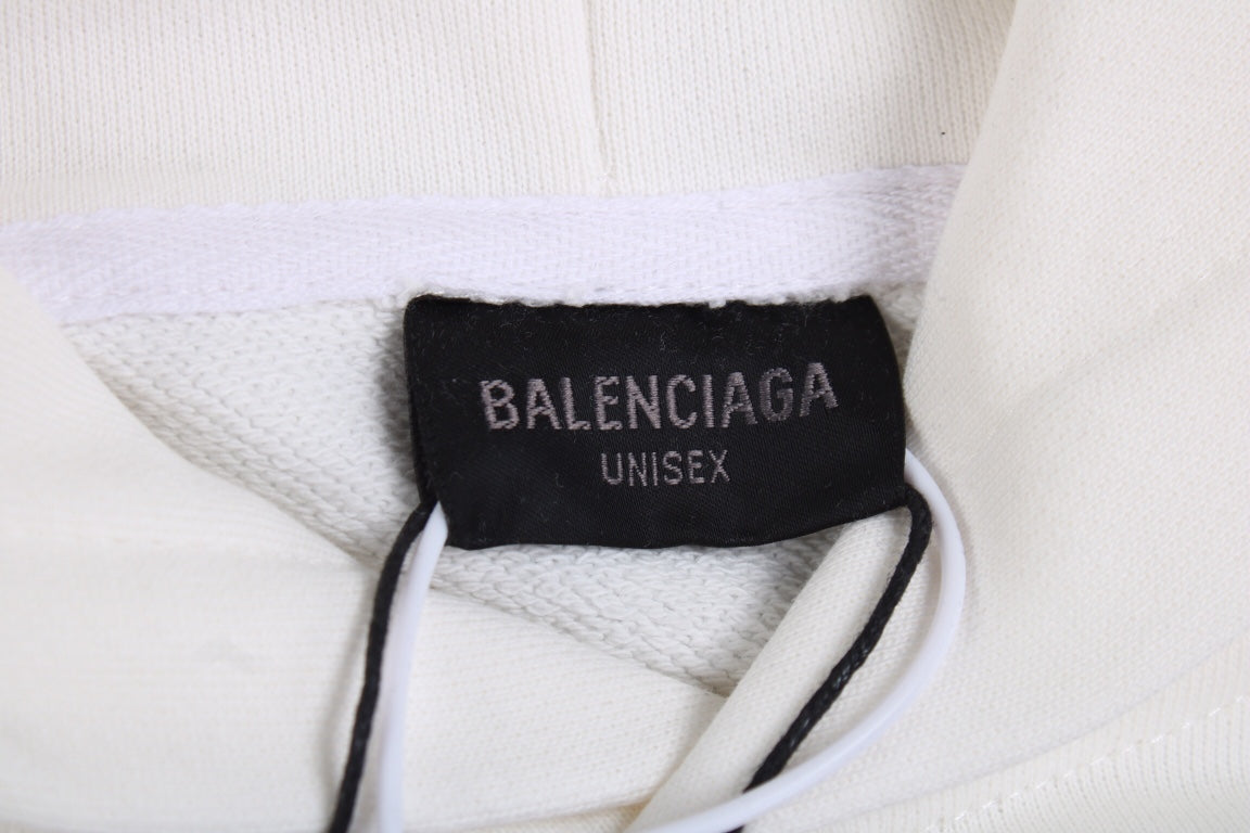 Ba*len*cia*ga white logo hoodie