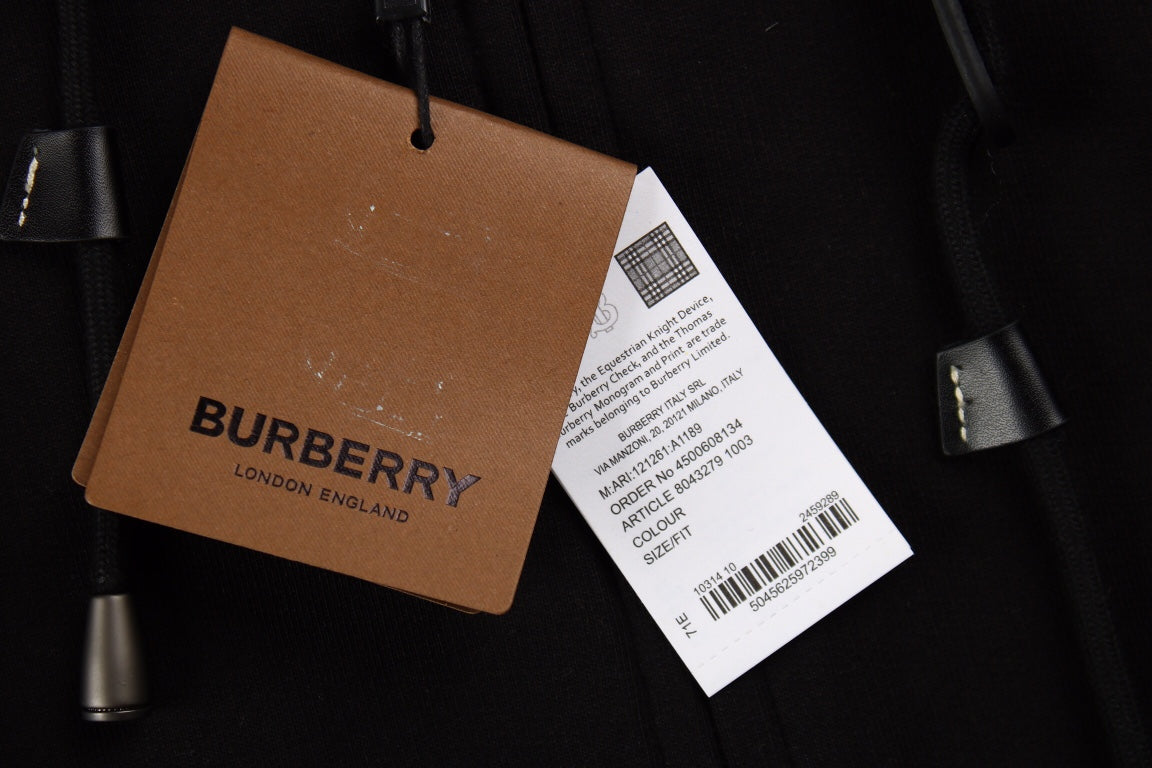 Burberry Check-Lined Hoodie - Black