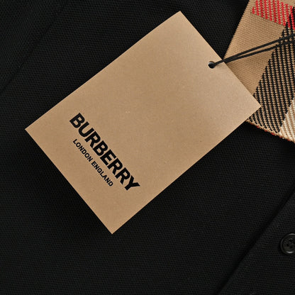 Burberry Polo Shirt with Check Collar (Black)