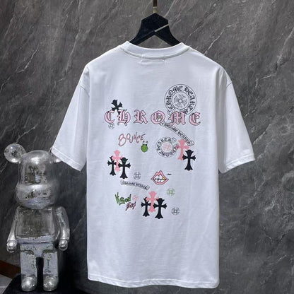 Chrome Hearts Classic Crewneck T-Shirt in White/Black/Pink