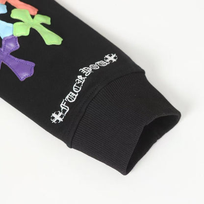 CHROME HEARTS MULTICOLOR CROSS PATCH ZIPPER HOODIE BLACK