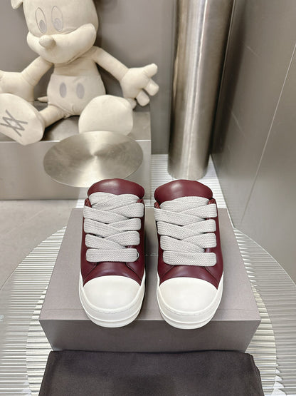 Rick Owens Burgundy Low-Top Sneakers