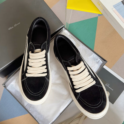 Rick Owens Black Suede Low-Top Sneakers