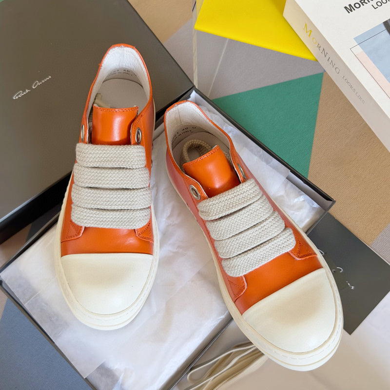 Rick Owens Orange Low-Top Sneakers