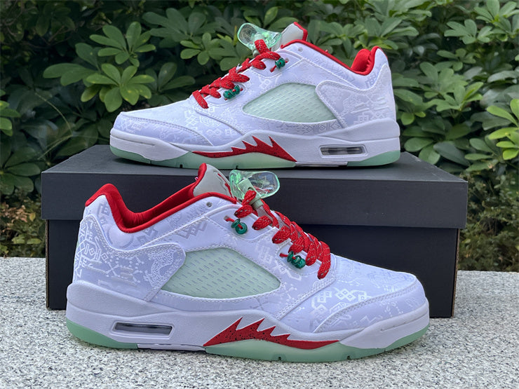 JORDAN 5 White/Red/Green