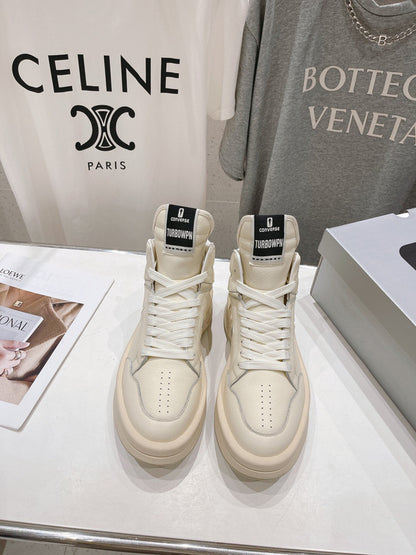 Rick Owens Cream High-Top Sneakers