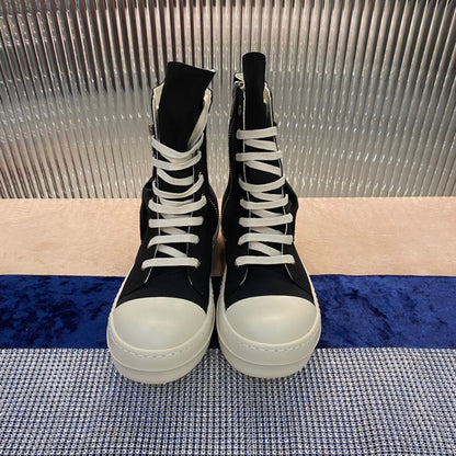 Rick Owens High-Top Nylon Boots - Black and White