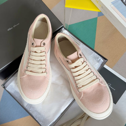 Rick Owens Pink Canvas Low-Top Sneakers