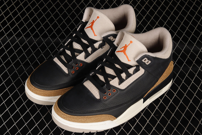 AIR JORDAN 3 RETRO DESERT ELEPHANT BLACK/RUSH ORANGE-FOSSIL STONE