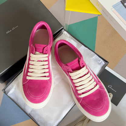 Rick Owens Pink Suede Low-Top Sneakers