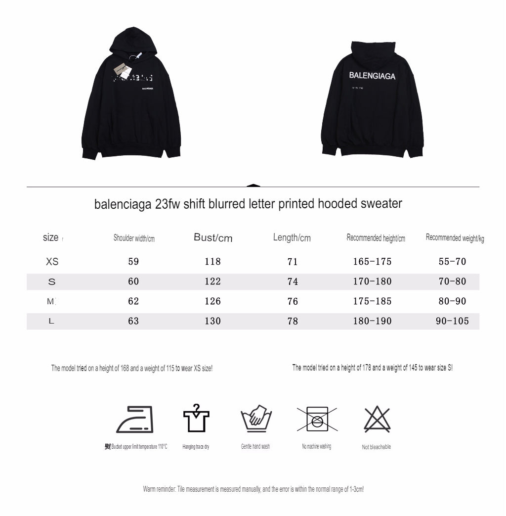 Ba*len*cia*ga black logo hoodie