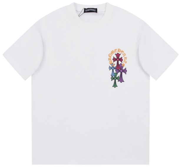 CHROME HEARTS MULTICOLOR HORSE SHOE LOGO T-SHIRT WHITE