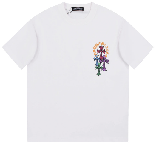 CHROME HEARTS MULTICOLOR HORSE SHOE LOGO T-SHIRT WHITE