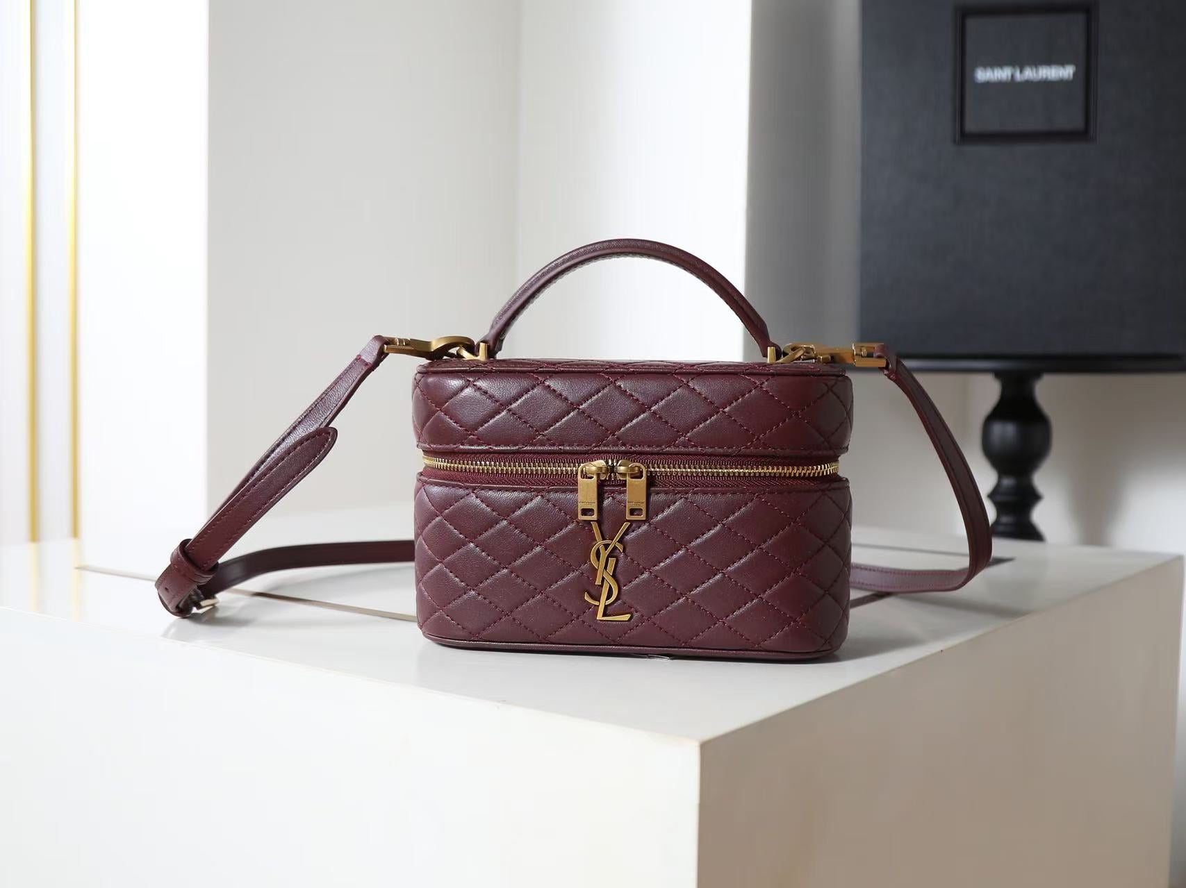 Saint Laurent Wine Double Zip Handbag