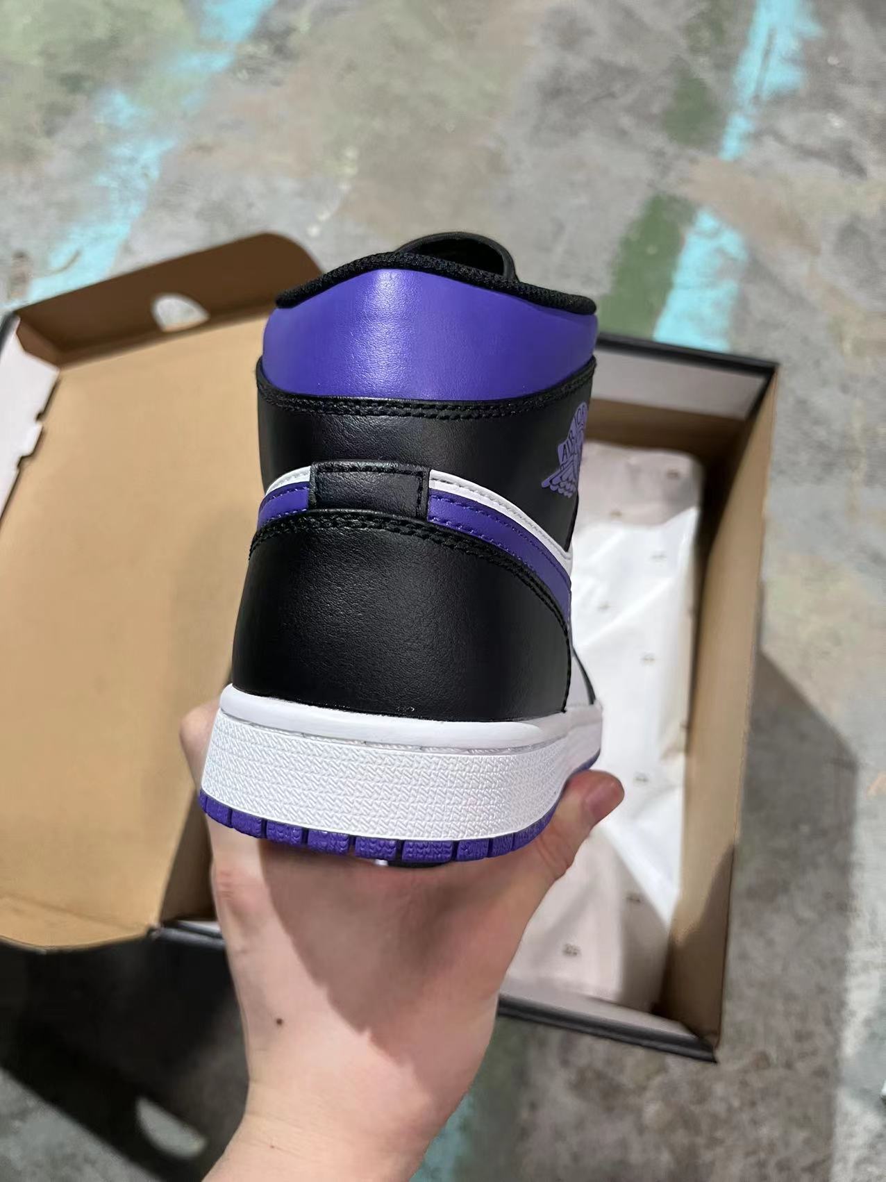 Air Jordan 1 Mid "Black, White, and University Purple"