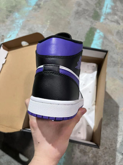 Air Jordan 1 Mid "Black, White, and University Purple"