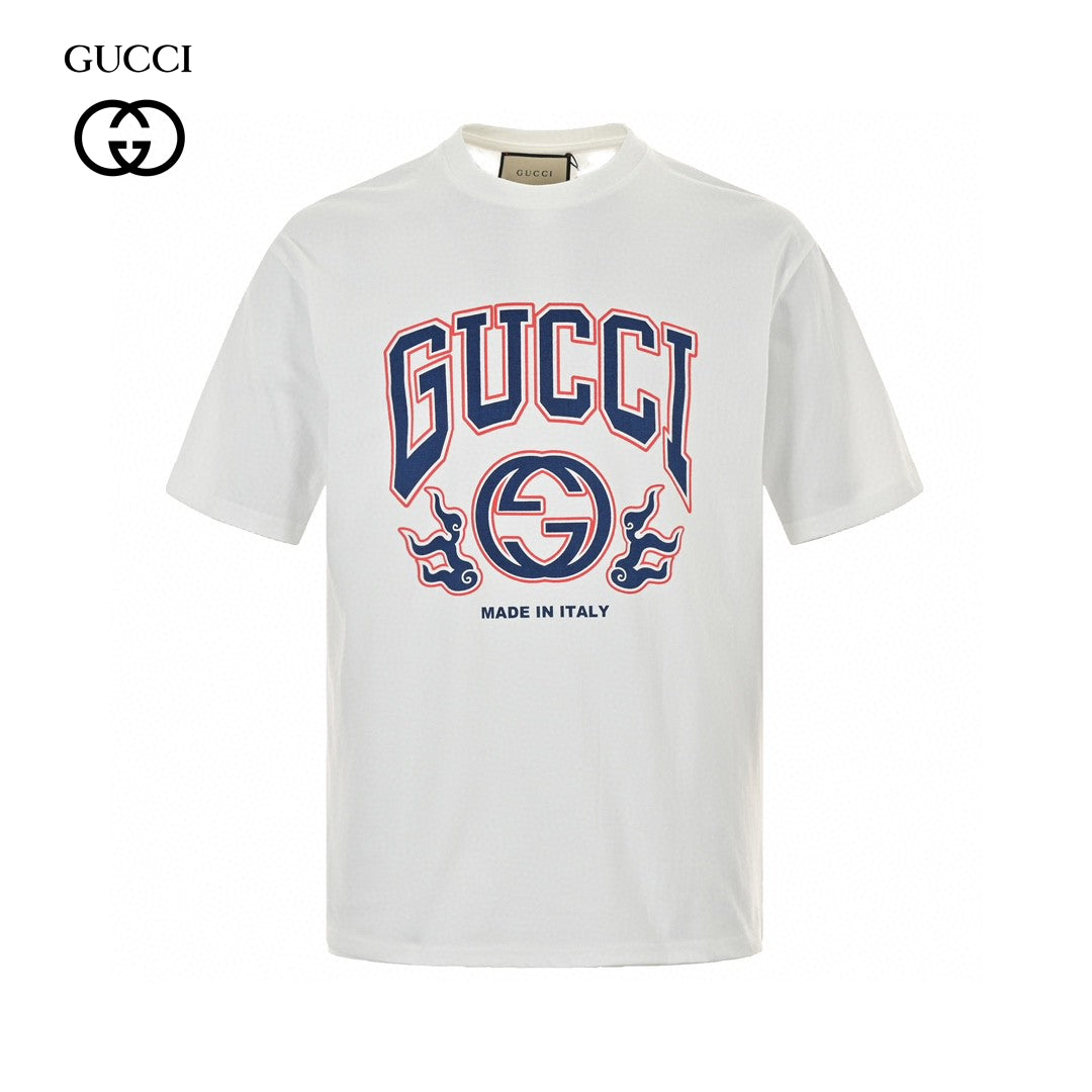 G*u*i white t-shirt with bold logo