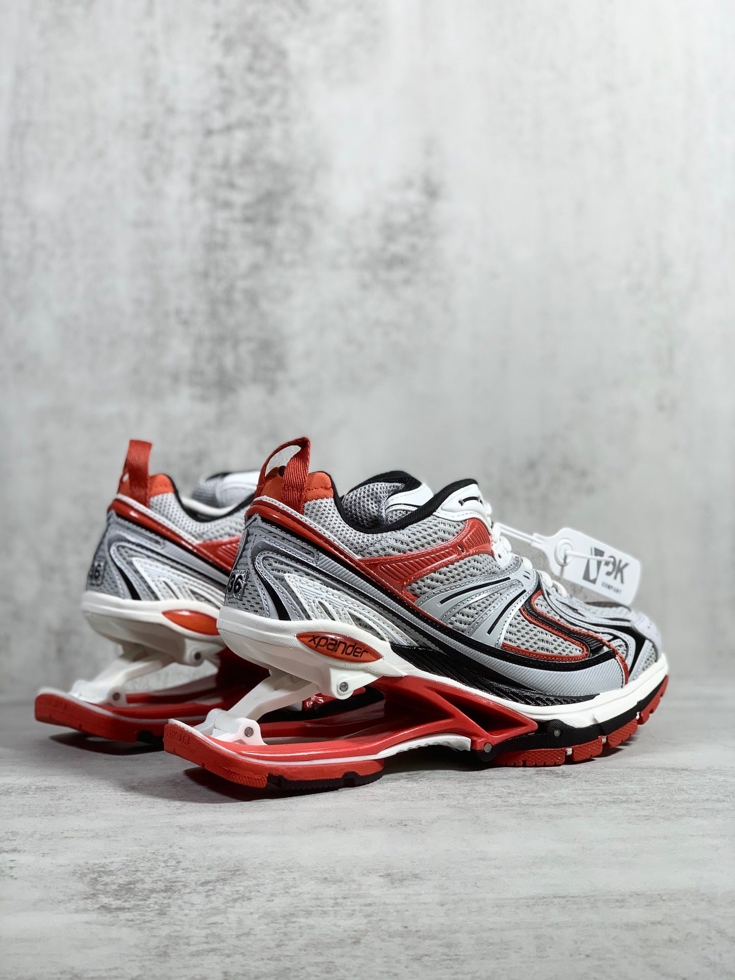 Balenciaga White/Red Retro Spring Sneaker: Dynamic Heritage