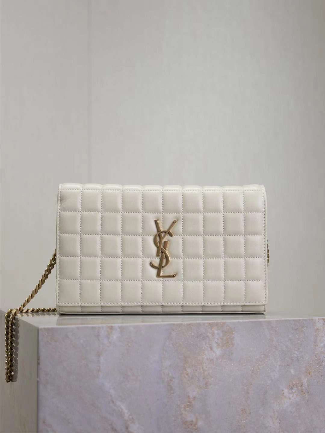 Saint Laurent White Quilted Lambskin Bag