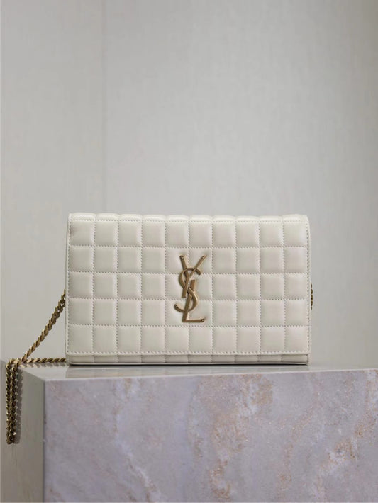 Saint Laurent White Quilted Lambskin Bag
