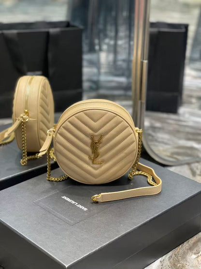 Saint Laurent Beige Small Round Bag