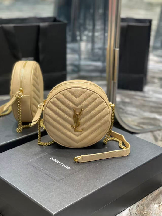 Saint Laurent Beige Small Round Bag