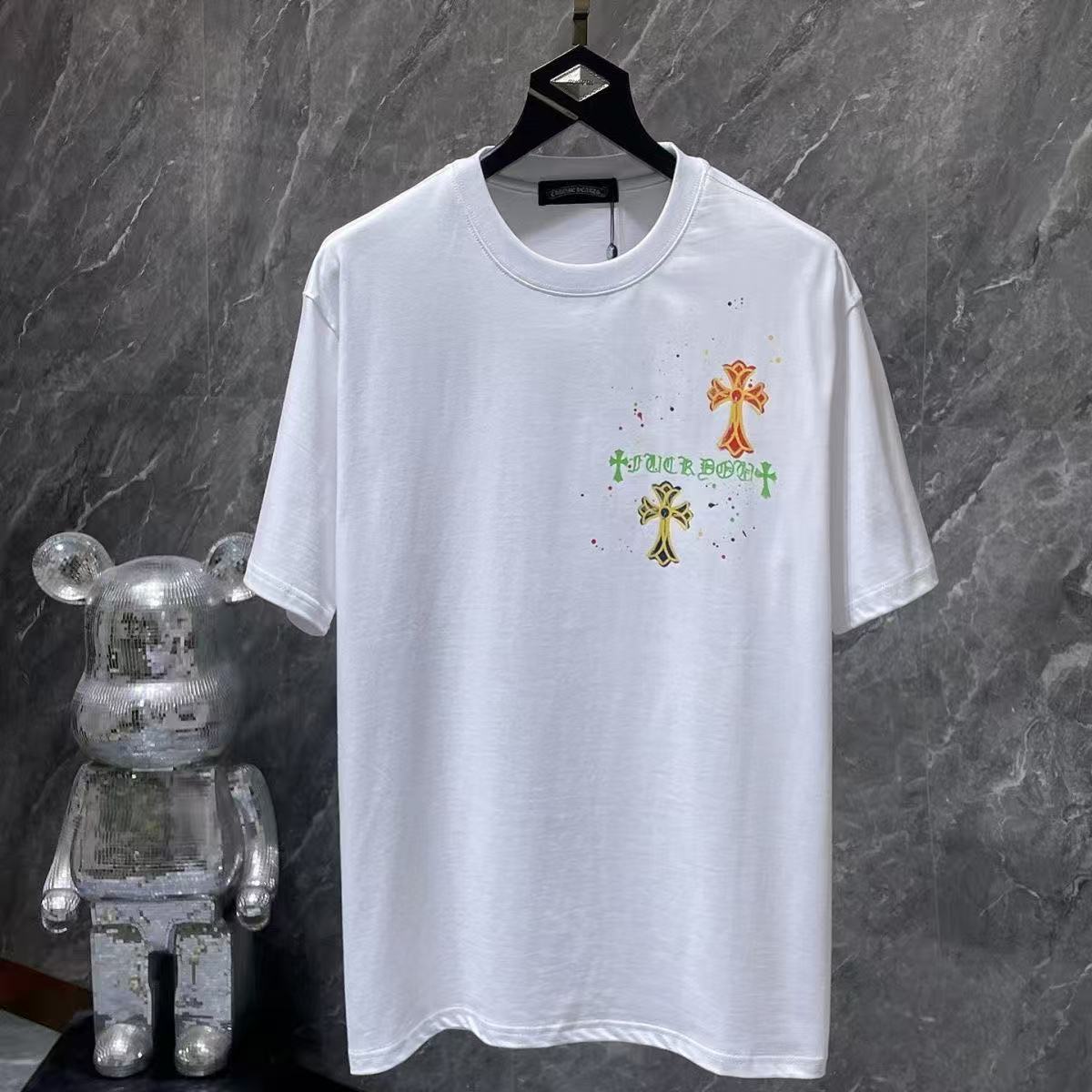 Chrome Hearts Classic Crewneck T-Shirt in White/Yellow/Orange