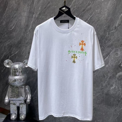 Chrome Hearts Classic Crewneck T-Shirt in White/Yellow/Orange