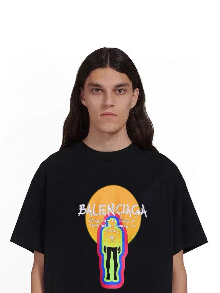 Ba*len*cia*ga black t-shirt with graphic design