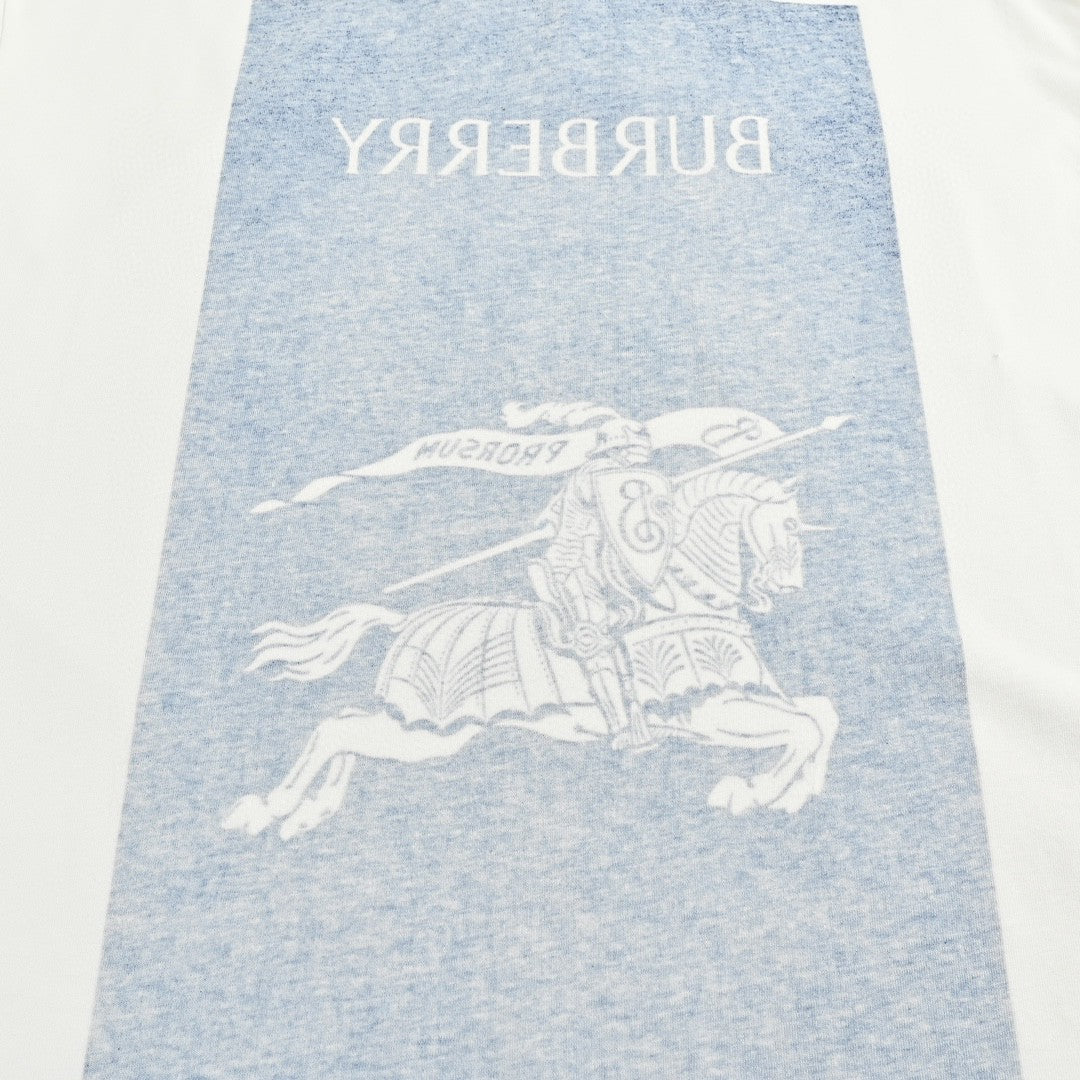 Burberry White T-Shirt with Knight Graphic