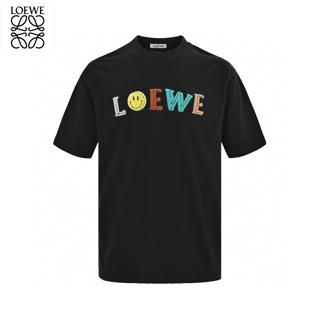 Loewe Black T-Shirt with Multicolored Logo