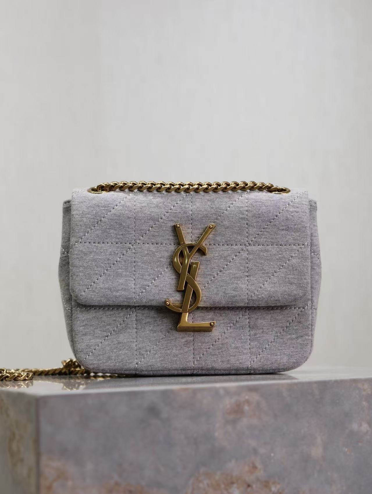 Saint Laurent Grey Knit Bag