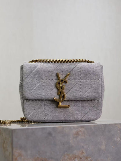 Saint Laurent Grey Knit Bag