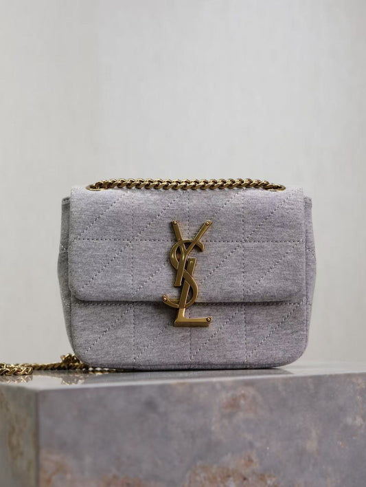 Saint Laurent Grey Knit Bag