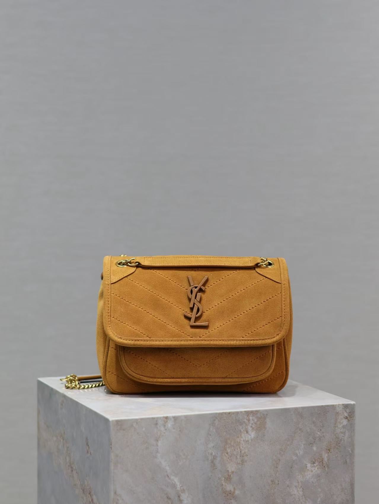 Saint Laurent Earthy Yellow Grain de Poudre Bag