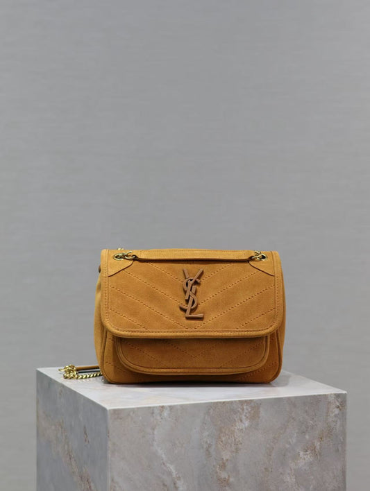 Saint Laurent Earthy Yellow Grain de Poudre Bag