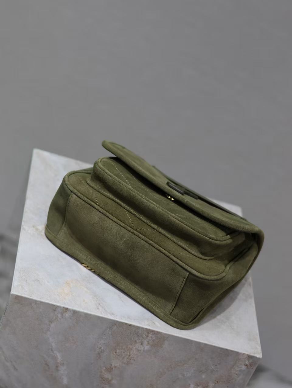 Saint Laurent Army Green Grain de Poudre Bag