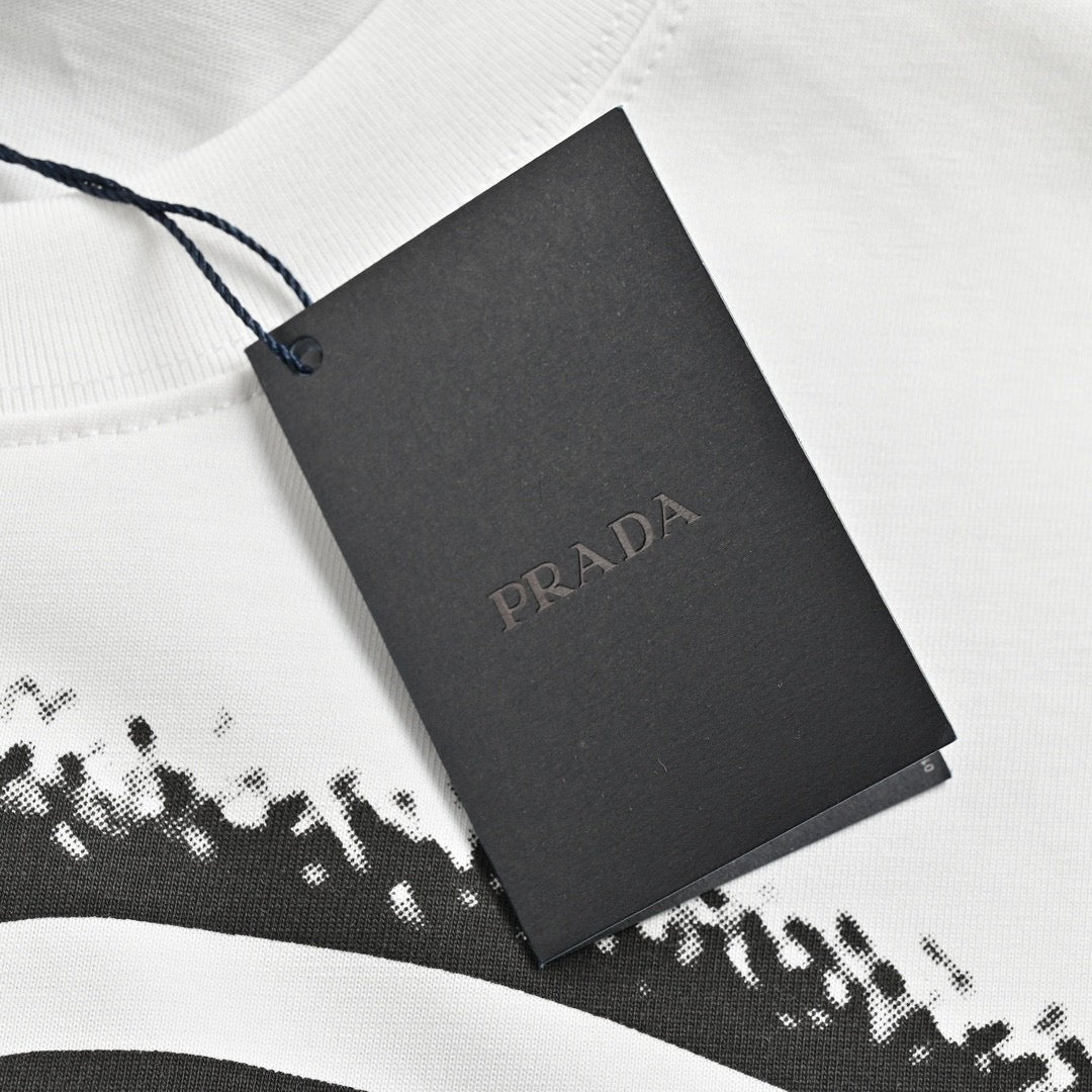 Prada Triangle Spray Paint Logo T-Shirt (White)