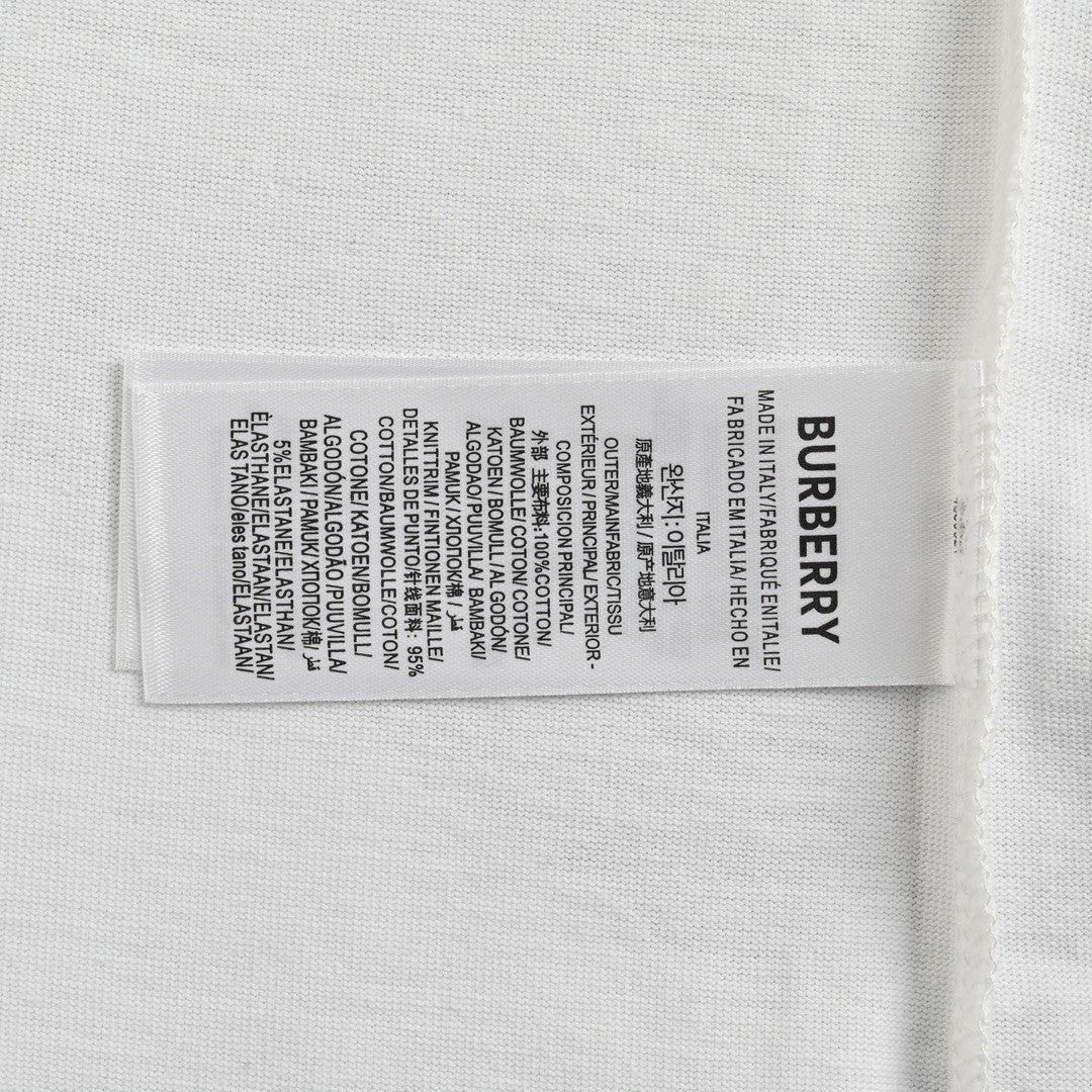 Burberry White T-Shirt with Blue Equestrian Knight Logo