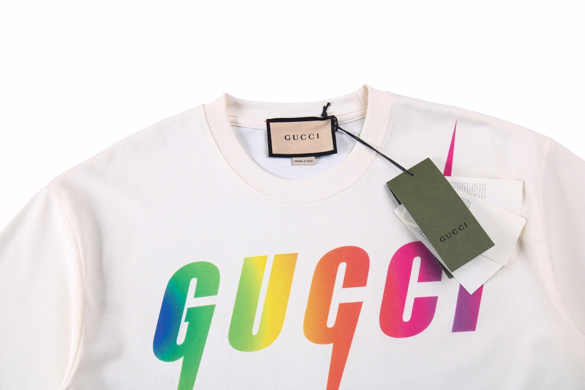 G*u*i rainbow lightning t-shirt (white)